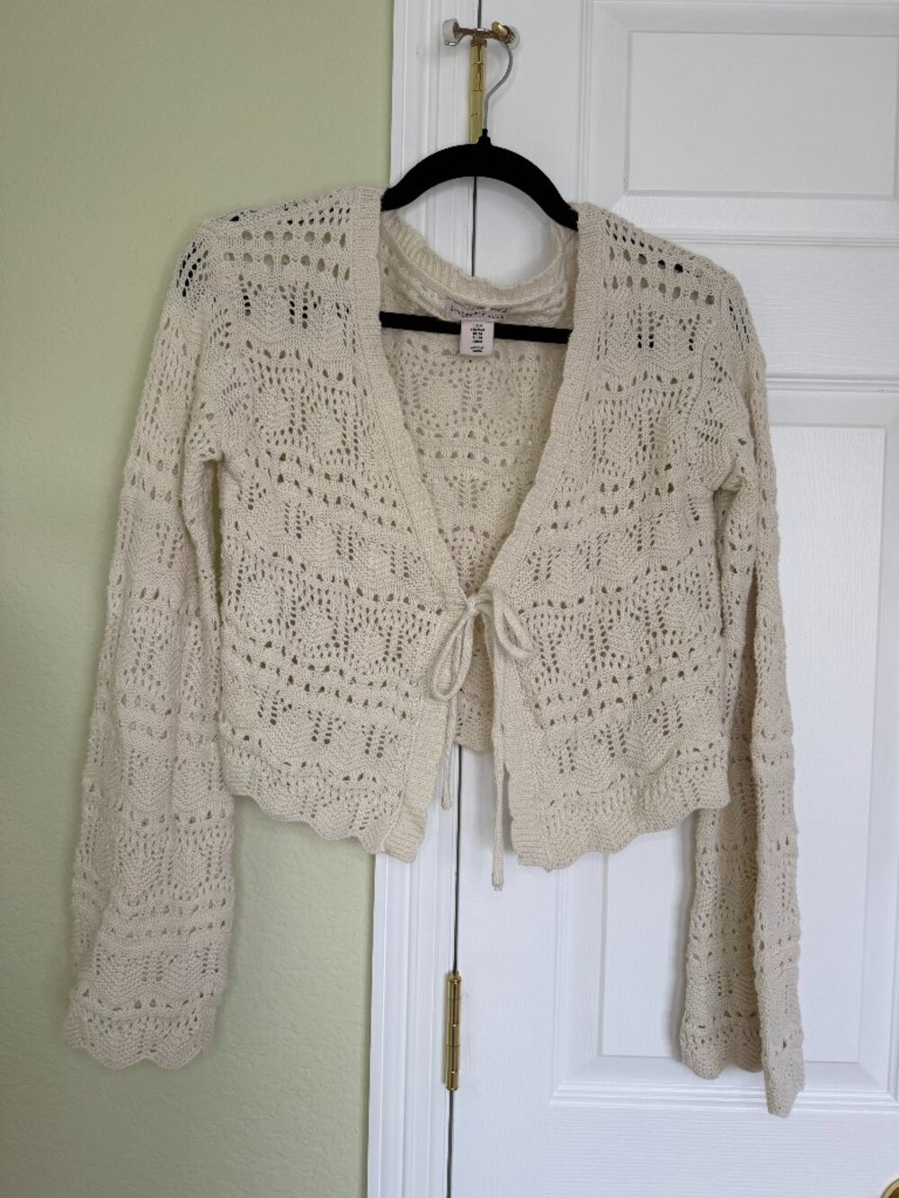 Sincerely Jules Crochet Knit Tie Front Cardigan | 60% Cotton | Size M